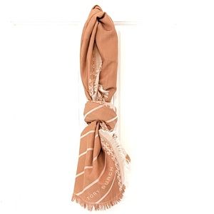 Tory Burch Logo Fringed Scarf - Authentic